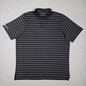 RLX Ralph Lauren Shirt Mens Large Black Striped Golf Polo Performance Stretch‎